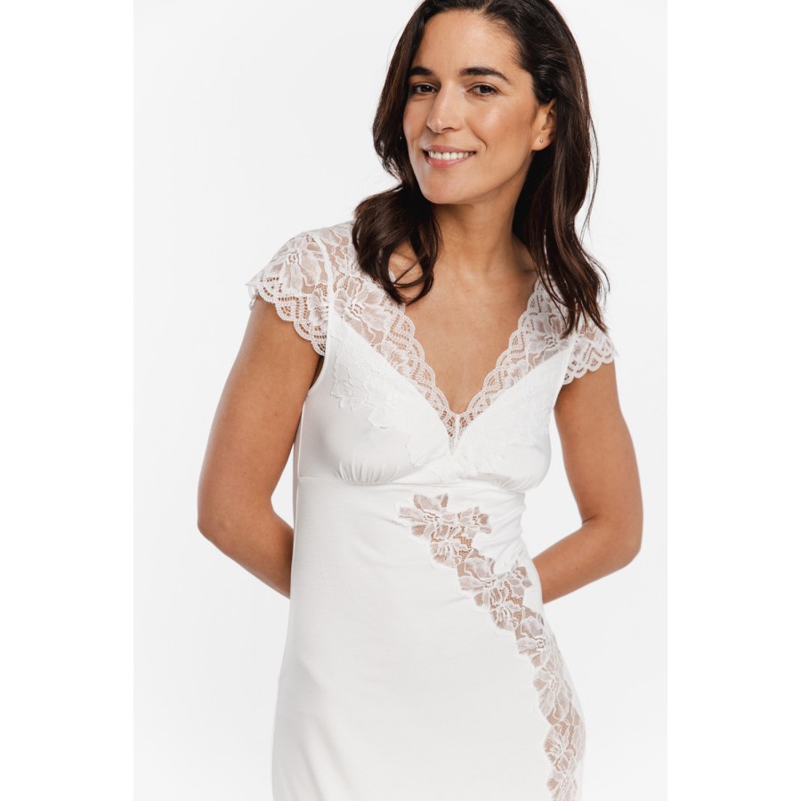 Camisón largo micromodal elastano negro perfil